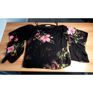 Cold Shoulder Flowy Floral Top